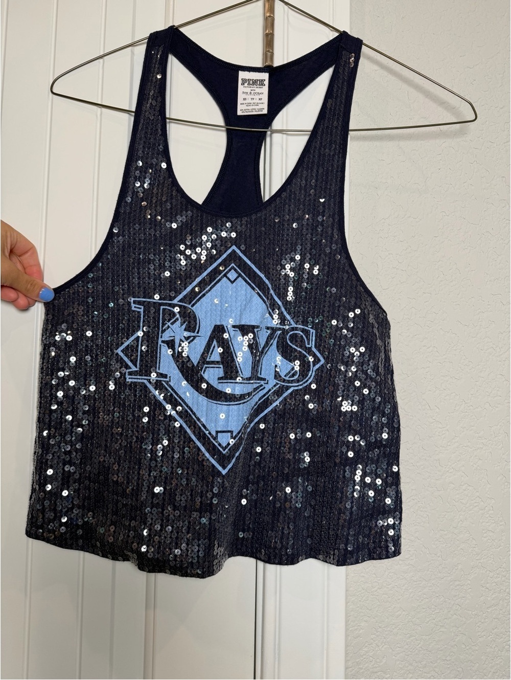 PINK Victoria's Secret Tampa Bay Rays Sequin Racerback Tank Top XS